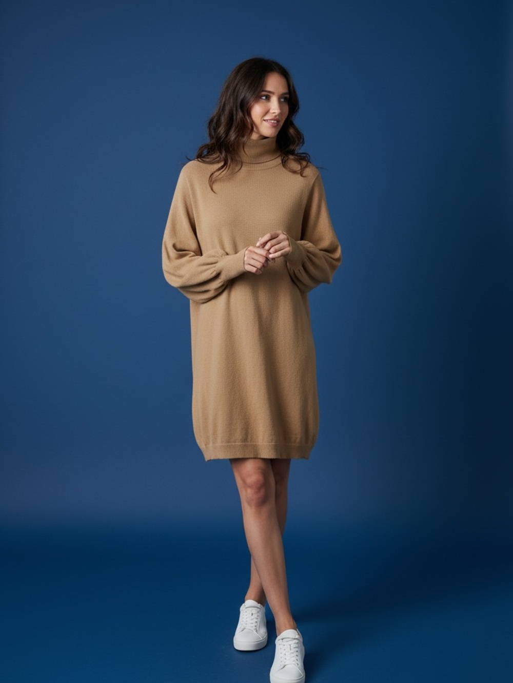 NWT Desert tan hi neck Sweater Dress